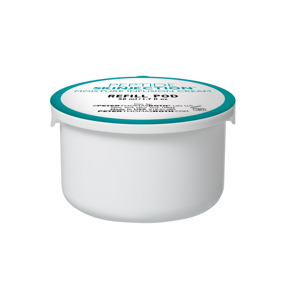 Peter Thomas Roth Refill Pod bottle close-up showing peptide hydration and skin resilience.