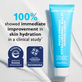 Peter Thomas Roth Water Drench Hyaluronic Balm applied to skin shows instant moisture and smoothing.