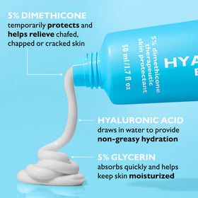 Peter Thomas Roth Water Drench Hyaluronic Balm on fingertip illustrates non-greasy hydration for daily use.