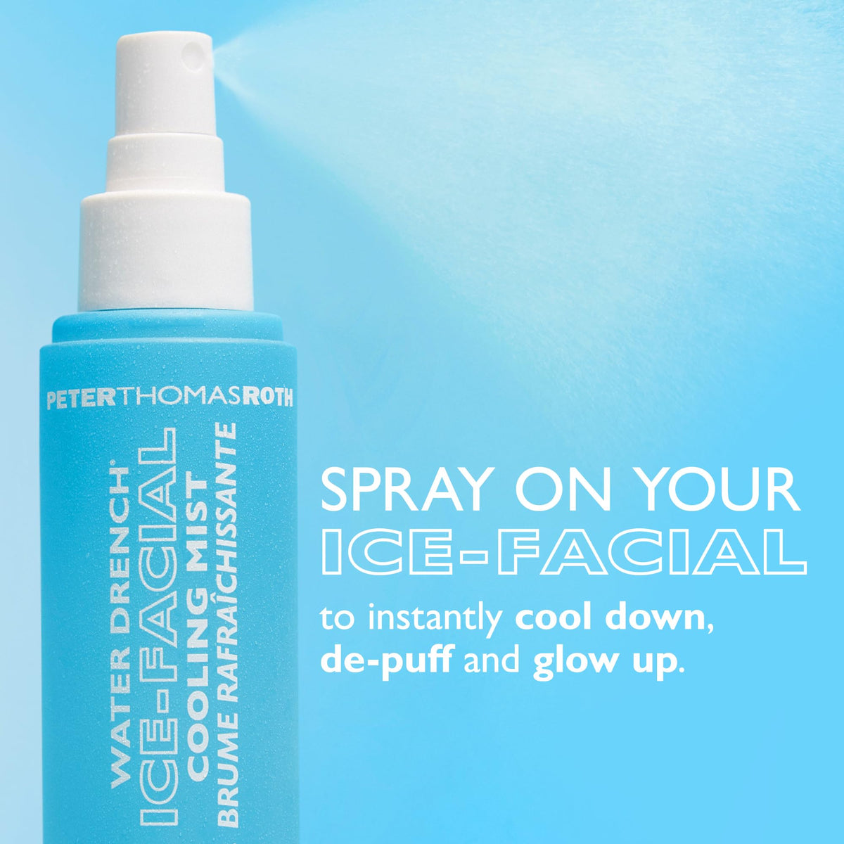 Close-up of Water Drench Ice-Facial Mist providing cooling on skin