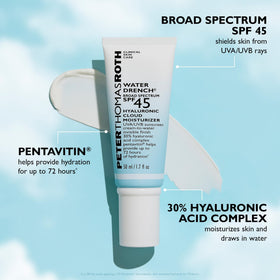 Peter Thomas Roth Water Drench SPF packaging highlights clean formula.