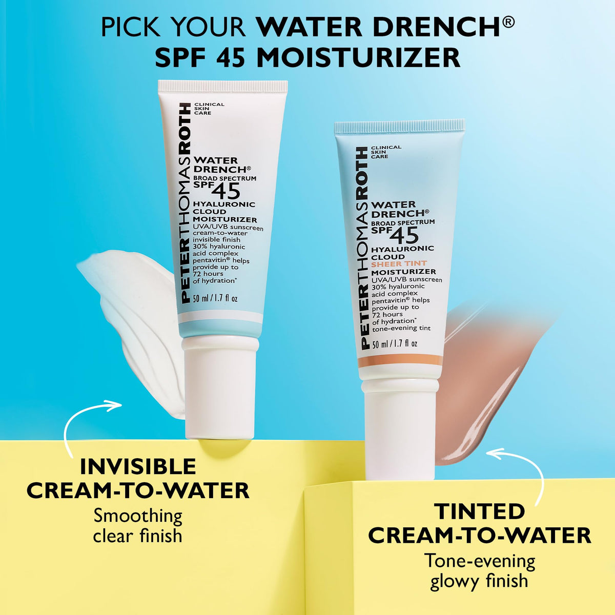 Peter Thomas Roth Water Drench applied under makeup for a smooth base.