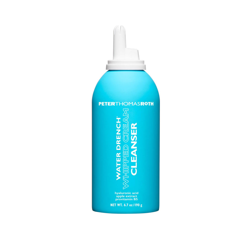 Peter Thomas Roth Water Drench Whipped Cream Cleanser bottle with a refreshing, hydrating cleanse.