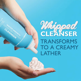 Peter Thomas Roth Water Drench Whipped Cream Cleanser foam shows an airy texture that rinses clean without drying.