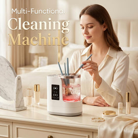 PETINBOX 3-in-1 makeup brush cleaner control panel showing easy settings for single-ended brushes