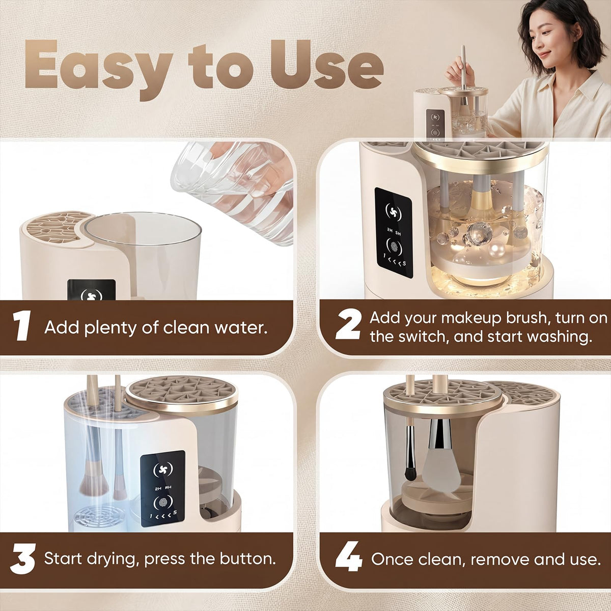 PETINBOX 3-in-1 makeup brush cleaner interior bristle area demonstrating thorough gentle cleaning