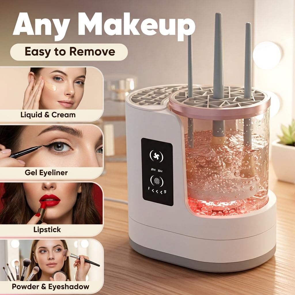 PETINBOX 3-in-1 makeup brush cleaner USB cable connected for powered operation