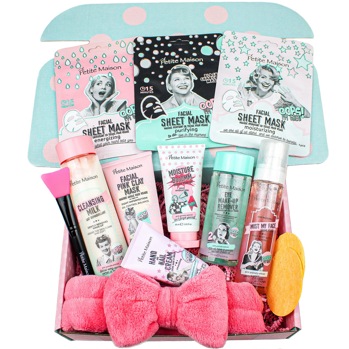 Petite Maison 13-piece gift set box front, perfect birthday or spa-inspired gift idea.