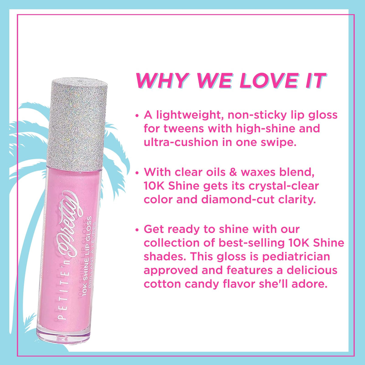 Petite 'N Pretty 10K Shine Gia Pink gloss applicator close-up for precise application.
