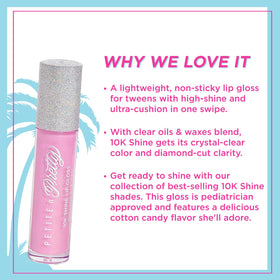 Petite 'N Pretty 10K Shine Gia Pink gloss applicator close-up for precise application.