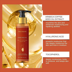 pewatul Body Firming Oil pour shows quick absorption for a non-greasy finish.