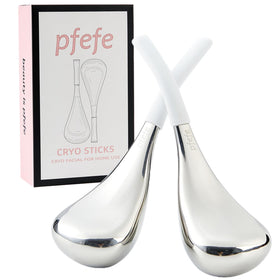 pfefe Cryo Sticks face globes close-up, durable stainless steel cooling for a refreshing at-home facial