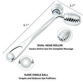 Pfefe facial roller rear roller for precise under-eye and lip area massage.