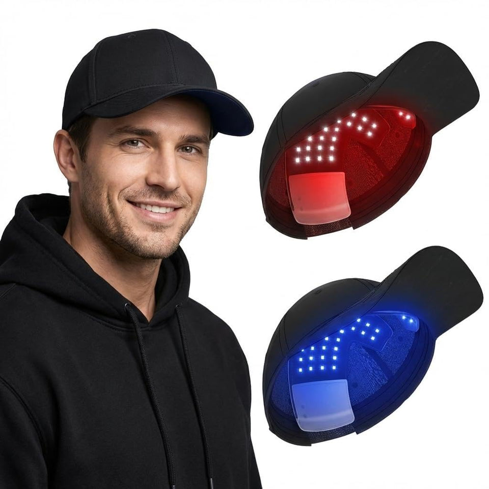 PFY Hair Growth Device outer helmet in use for at-home red light therapy