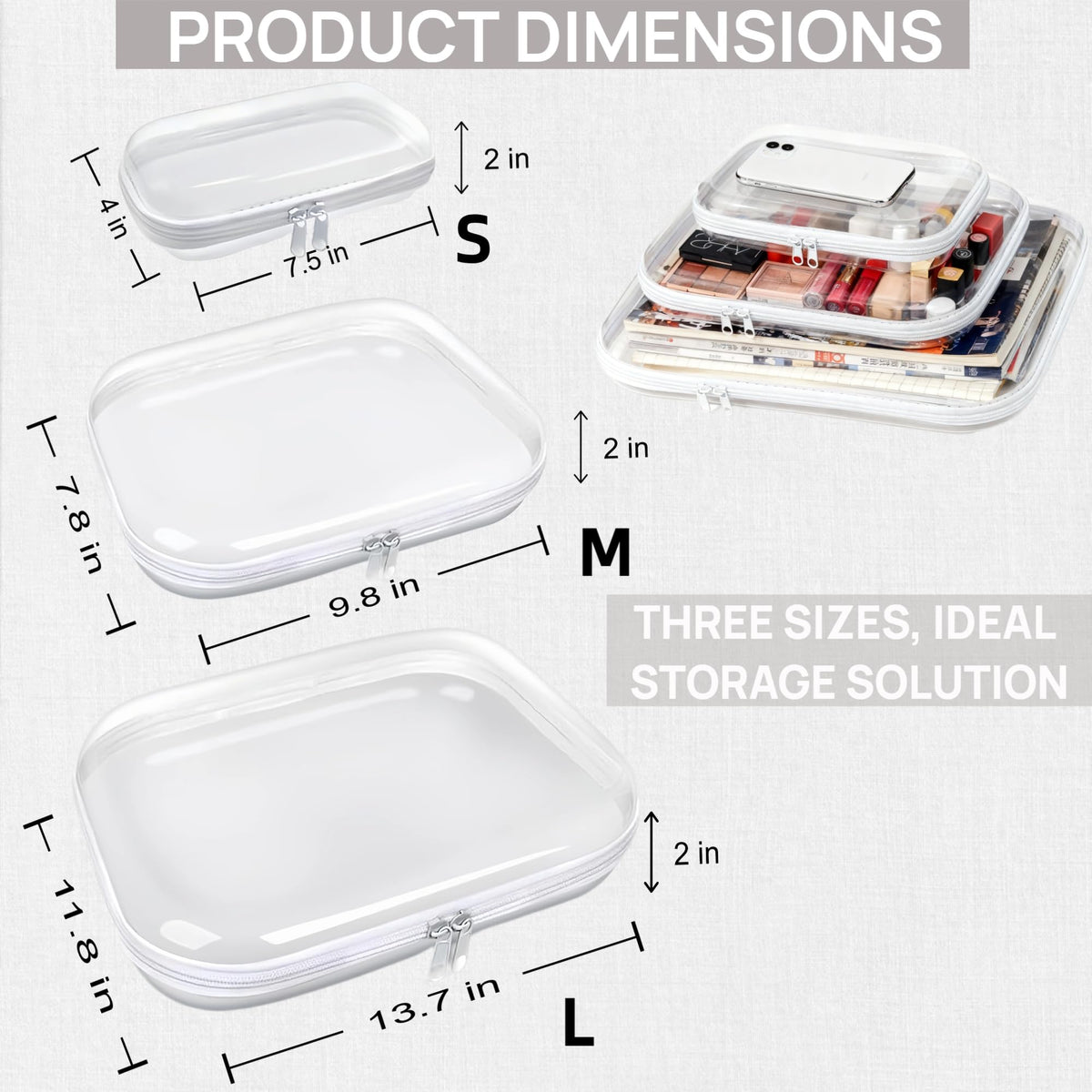 PGAXM double-zipper transparent pouch keeps items secure during transit
