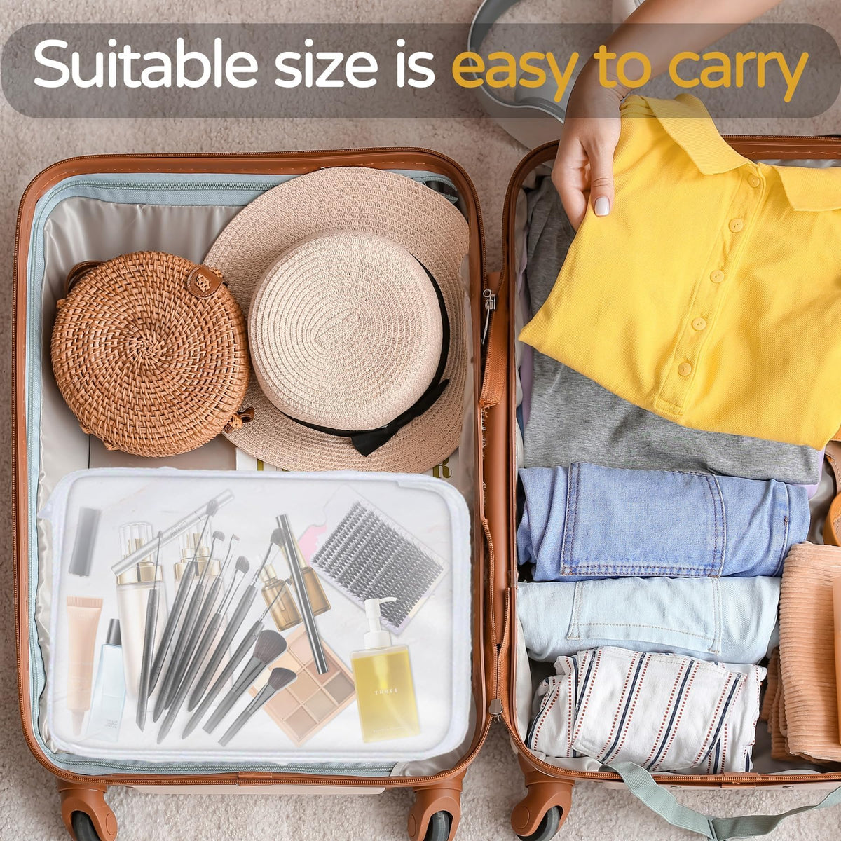 PGAXM three-sizes compact travel case adapts to different belongings