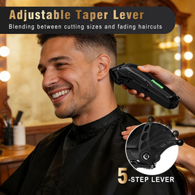 Phantom professional cape supports a neat home grooming setup.