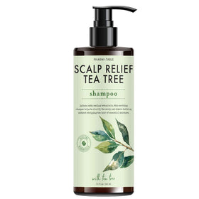 PHARM TO TABLE Scalp Relief Tea Tree Shampoo bottle front for refreshing scalp cleanse.