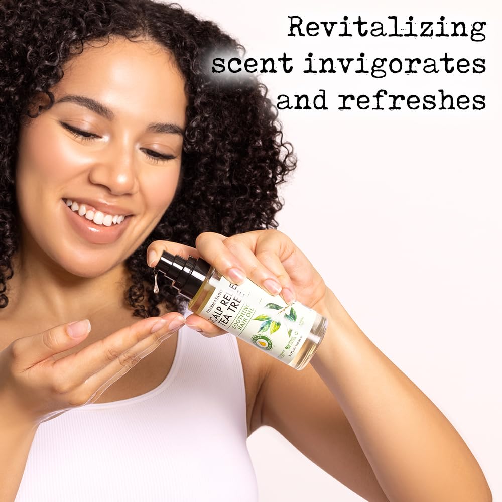 PHARM TO TABLE Tea Tree Hair Oil scalp massage demonstration.
