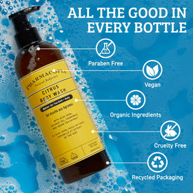 Pharmacopia Citrus Body Wash green tea extract close-up promotes antioxidant-inspired care.