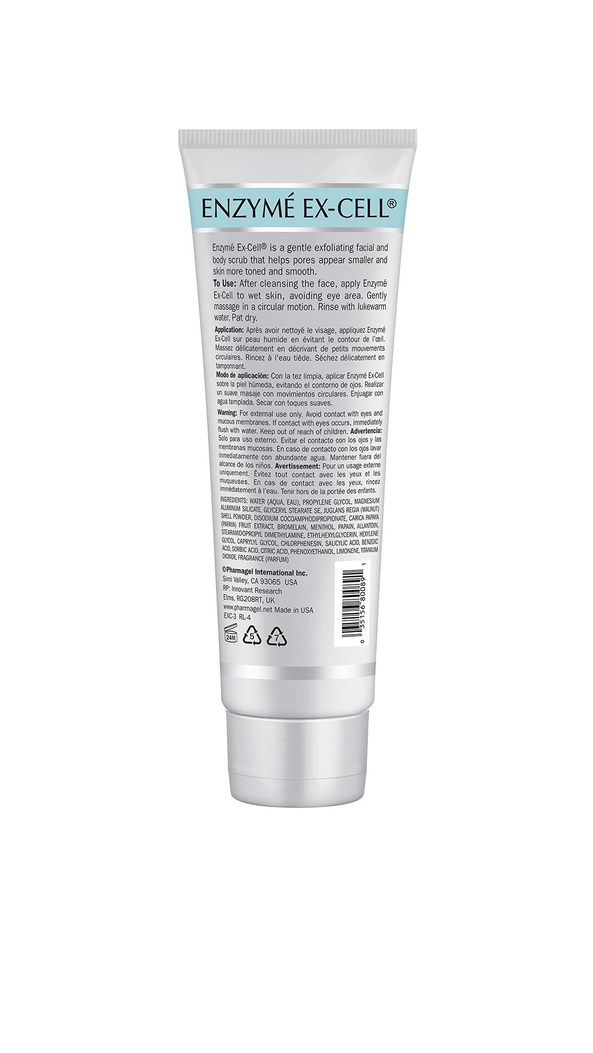 Pharmagel Enzyme Ex-Cell exfoliator with walnut grains gently cleanses pores