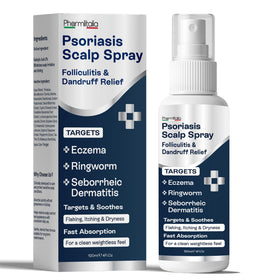 Pharmlitalia Psoriasis Scalp Spray bottle ready for use on the scalp