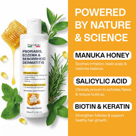 Pharmlitalia psoriasis shampoo application on damp scalp for soothing cleanse.