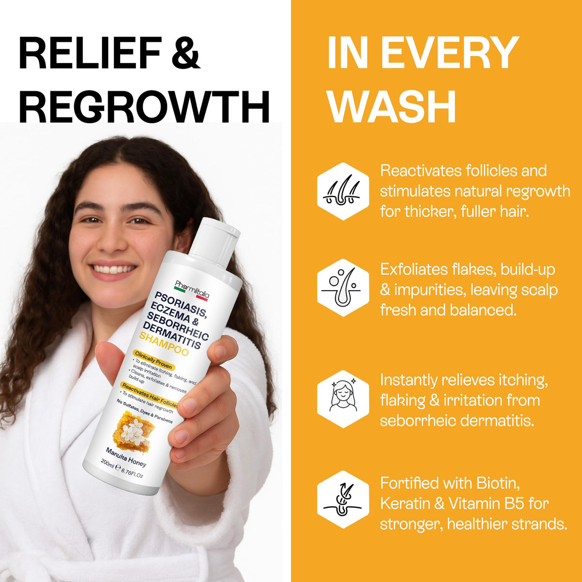 Pharmlitalia psoriasis shampoo back label detail with ingredients.