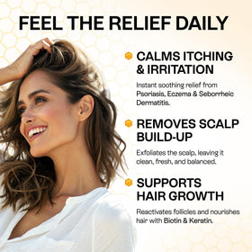 Pharmlitalia psoriasis shampoo lather on hair demonstrating rich foam.