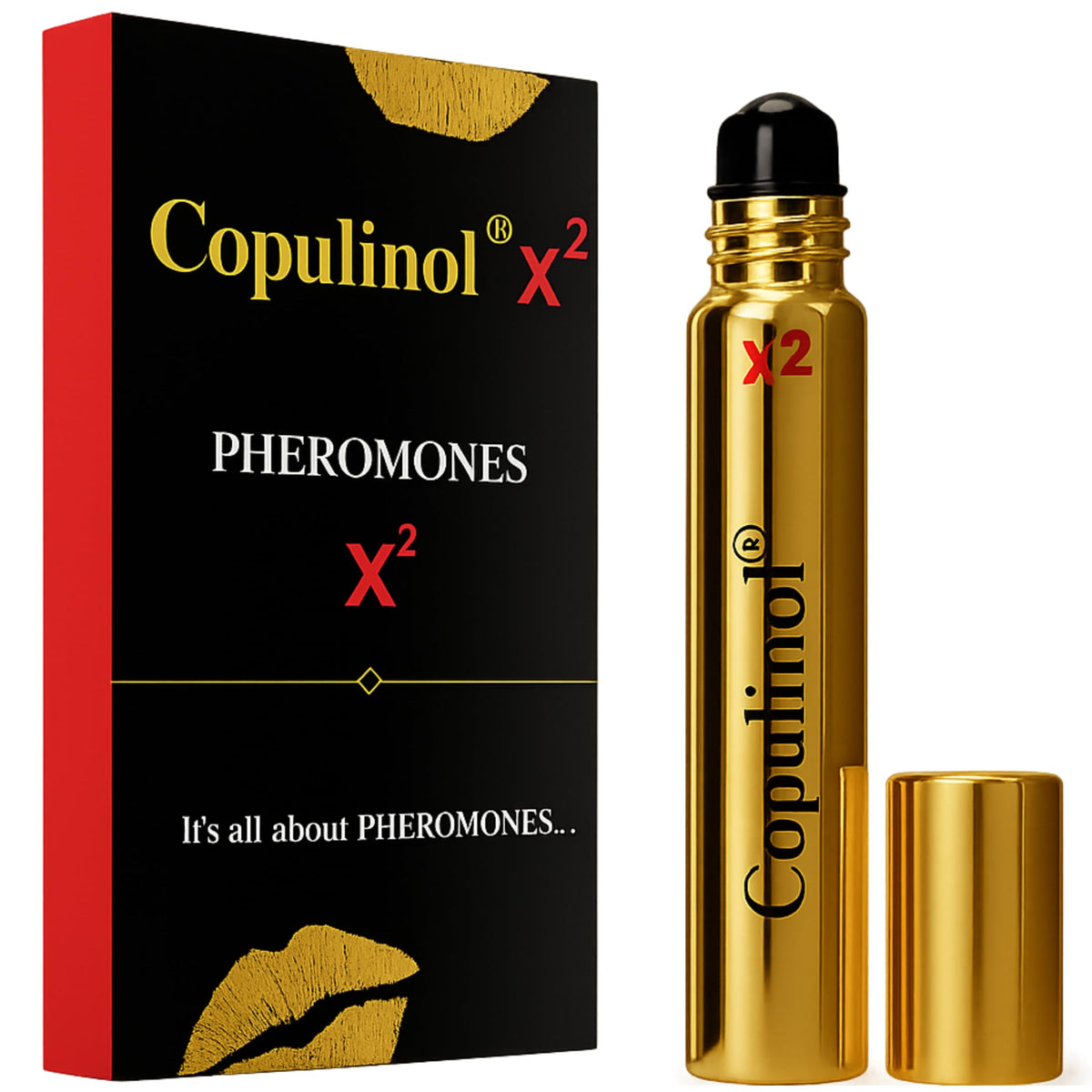 Pherolec Copulinol X2 bottle with roll-on applicator for easy daily use.