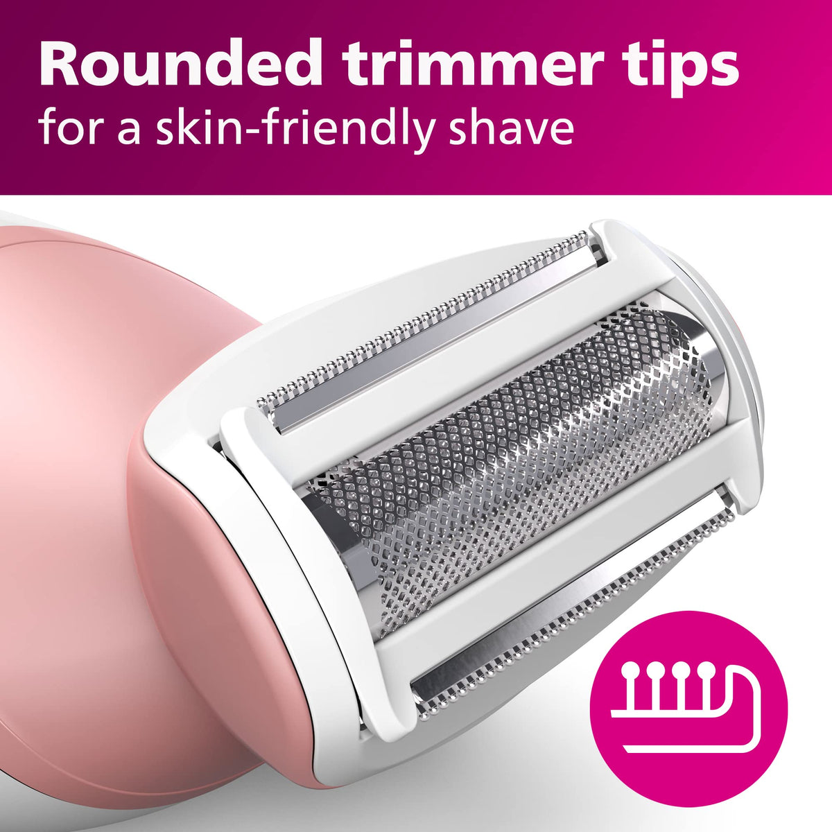 Wet & Dry grip allows comfortable use in shower or bath.