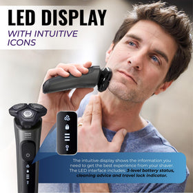 Shaver provides up to 60 minutes of cordless use on a full charge.