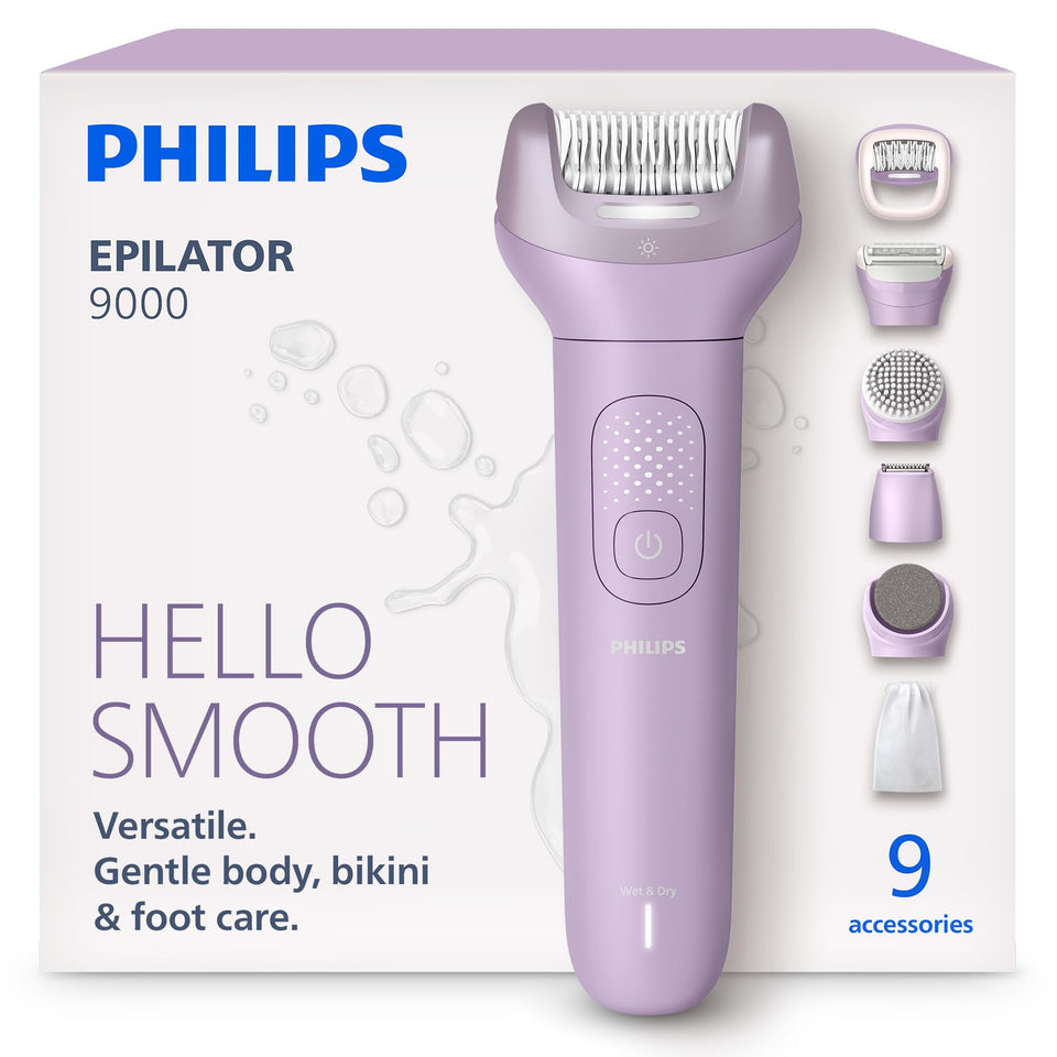 Philips Epilator Series 9000 ProGuide 360 visibility helps spot hairs for thorough removal