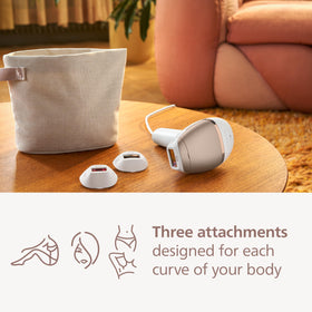 Philips Lumea 8000 includes three attachments for body, face, and sensitive areas