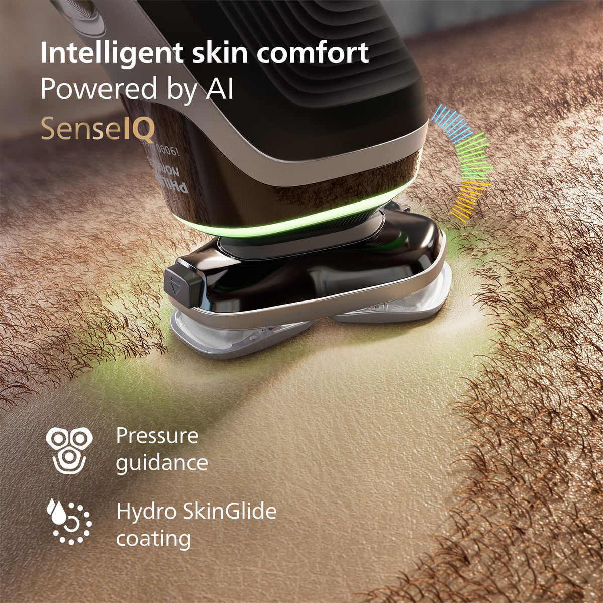 Philips Norelco i9000 Prestige Live Coaching sensor guides pressure.