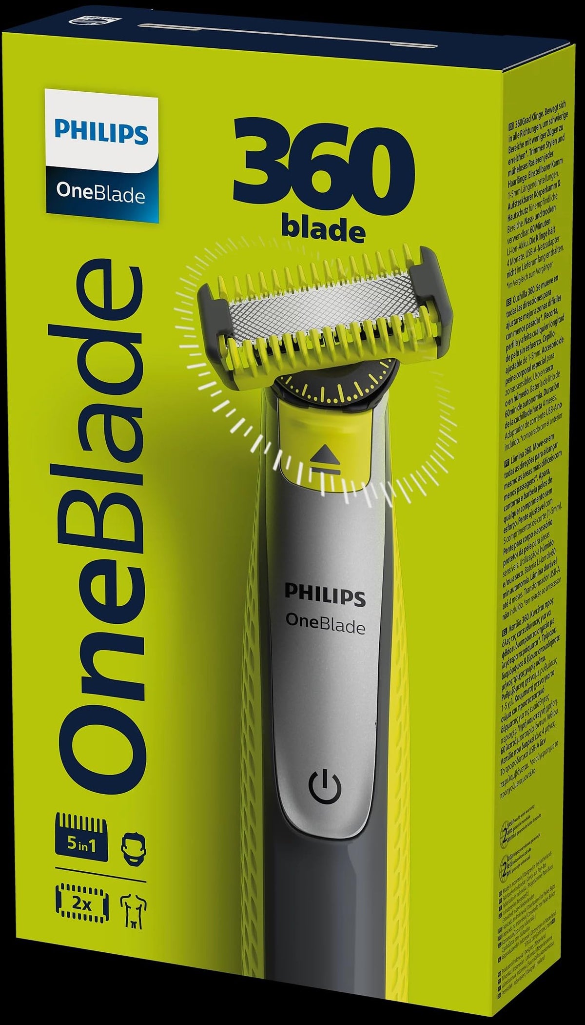 PHILIPS OneBlade 360 Face easy-grip handle enables controlled passes