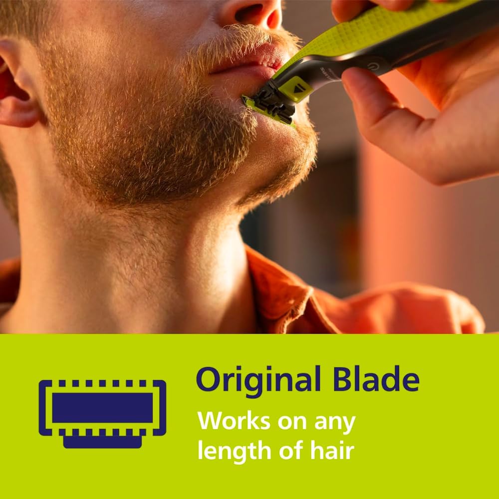 Philips OneBlade blade with rounded ends to minimize skin irritation