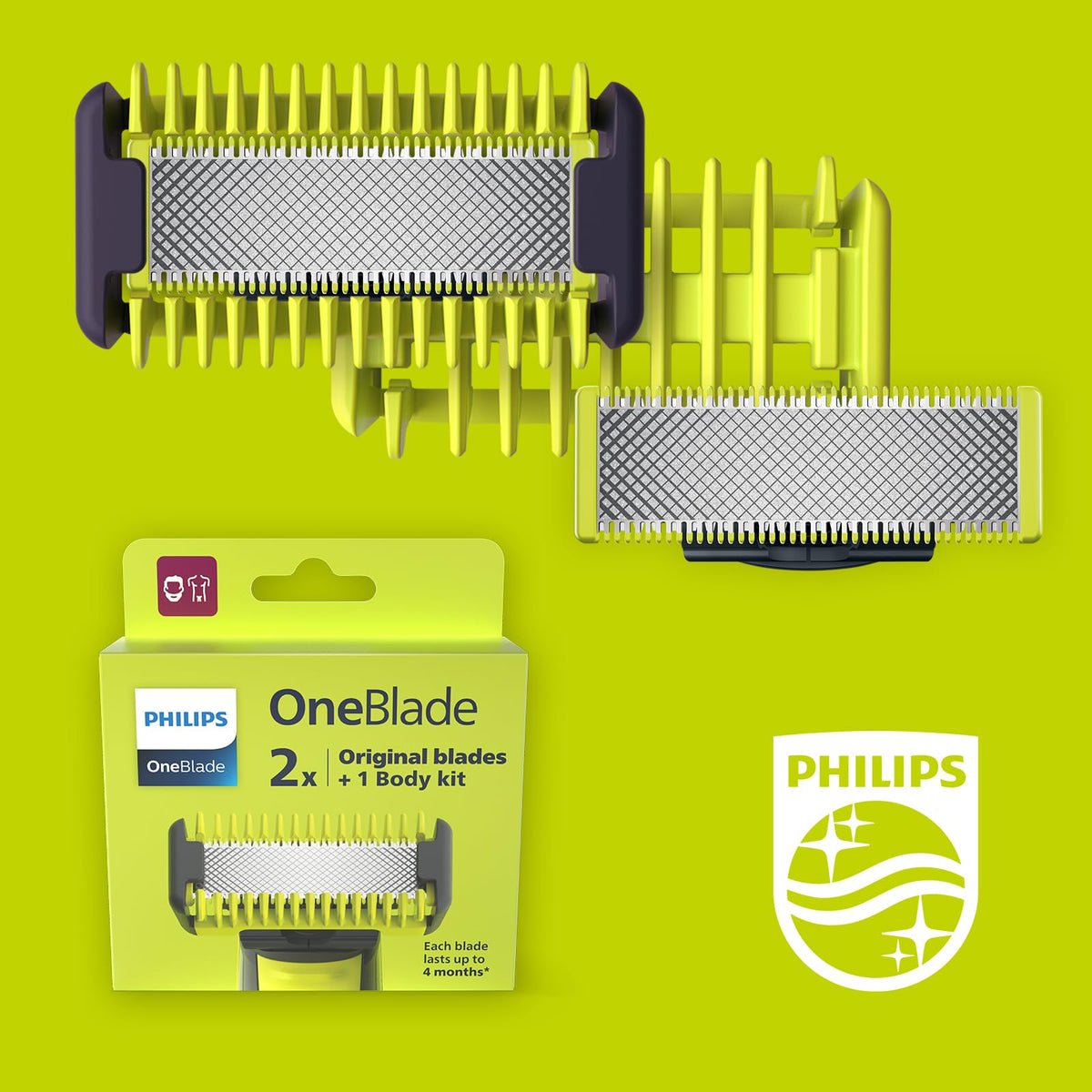 Body comb attachment on Philips OneBlade QP620-50 for even coverage.