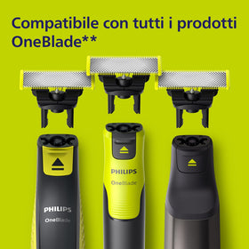 Protective clip system on Philips OneBlade QP620-50 for sensitive areas.