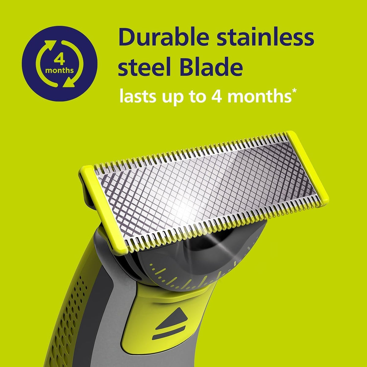 Philips OneBlade X2 blade mounted on handle during use