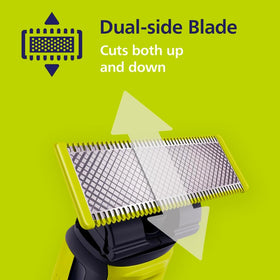 Philips QP240/50 blade pack in use highlighting easy blade replacement