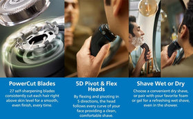 Philips Shaver 3000 cordless 60-minute shave after 1-hour charge