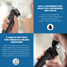 Shaver comes with a travel case for easy packing on trips.