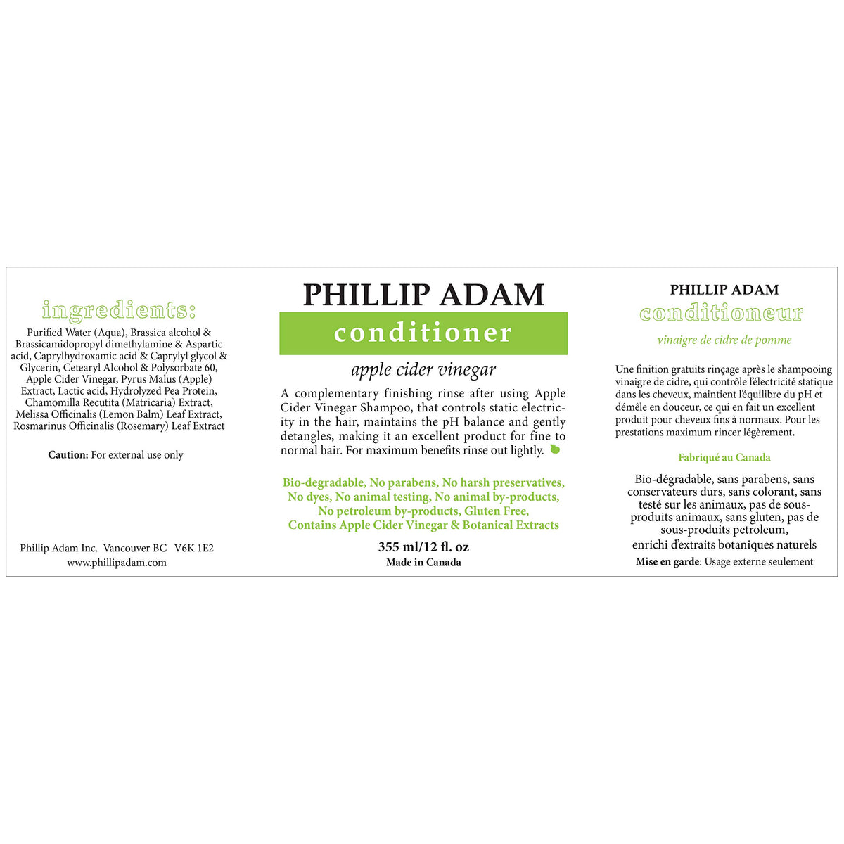 Phillip Adam conditioner pour showing lightweight texture that detangles hair