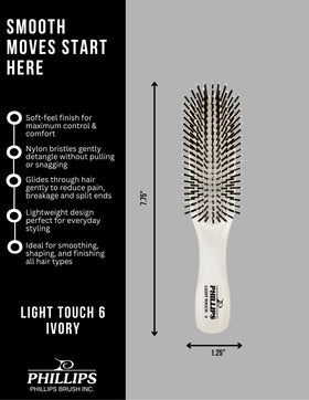 Phillips Brush Light Touch 6 smooth finish with reduced frizz on hair.