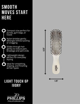 Close-up of Phillips Brush Light Touch 6P Petite bristles for gentle detangling.