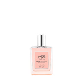Philosophy Amazing Grace Ballet Rose bottle close-up highlighting rose and musk for daily elegance.