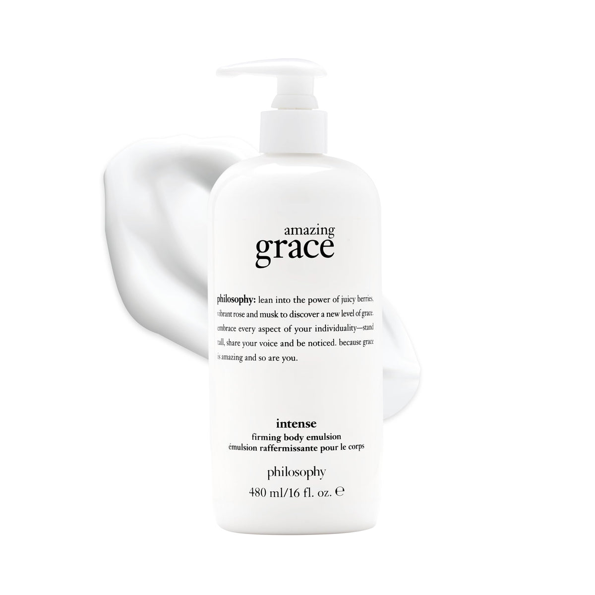 Philosophy Amazing Grace Intense Emulsion bottle showing rich hydration for daily use