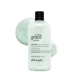 Philosophy Amazing Grace Jasmine bottle showing rich hydration for daily use.
