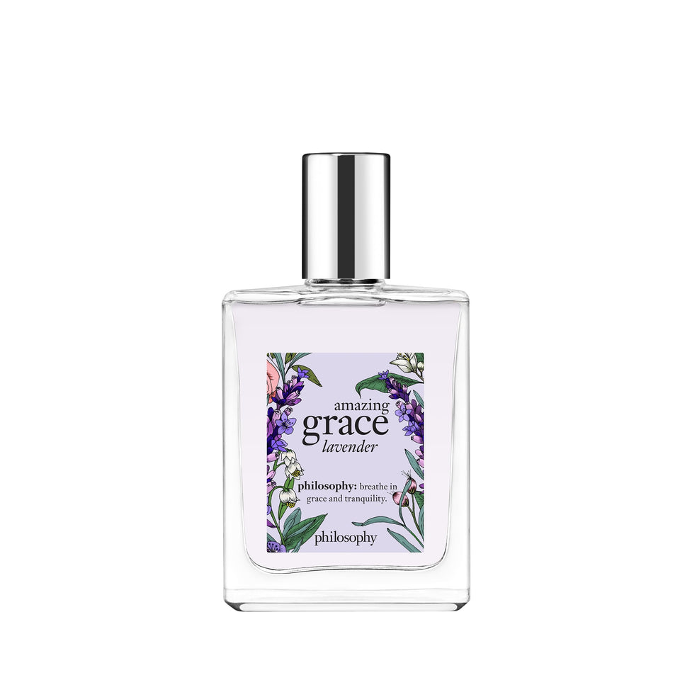 Philosophy Amazing Grace Lavender bottle shows lavender notes for everyday freshness